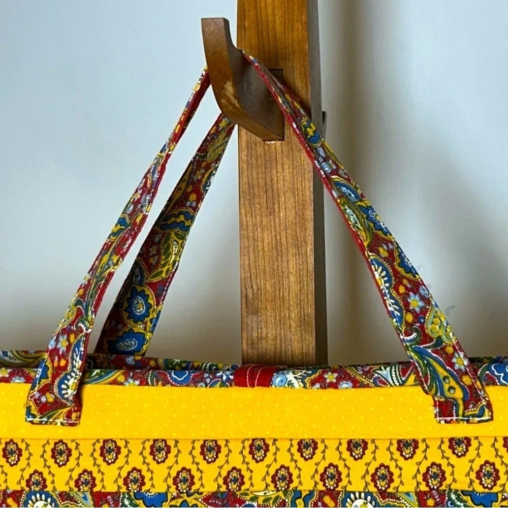 Vibrant & Colorful Art to Wear Beach Tote Bag with Fabric-Covered Button Closure